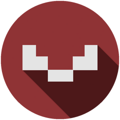 Schkullie Logo (pixel art skull on a red circular background)